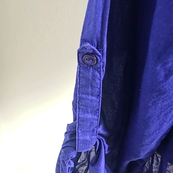 Lane Bryant Deep Blue Top With Elastic Waistband, Embroidered Neckline, Size 14 - Picture 5 of 9